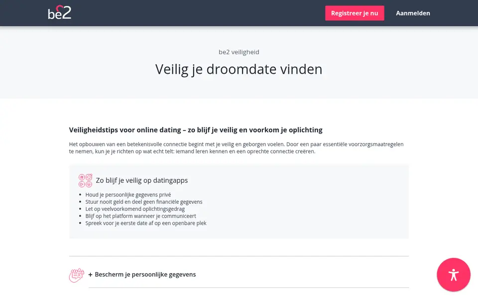 be2 review: de pagina met veiligheidsrichtlijnen van be2