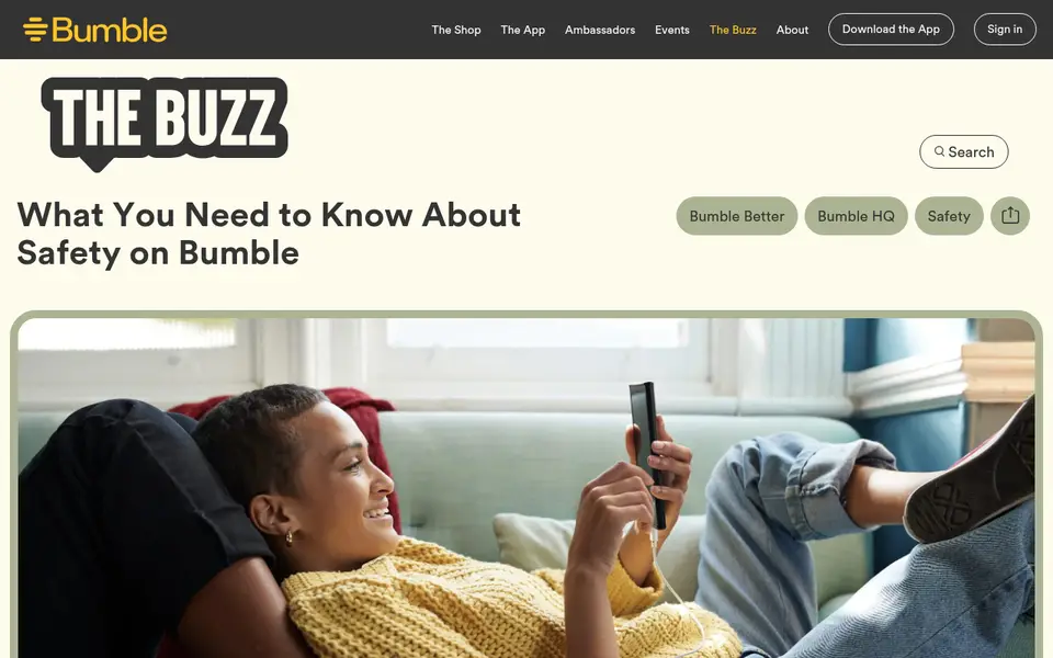 Bumble review: de veiligheidspagina The Buzz van Bumble