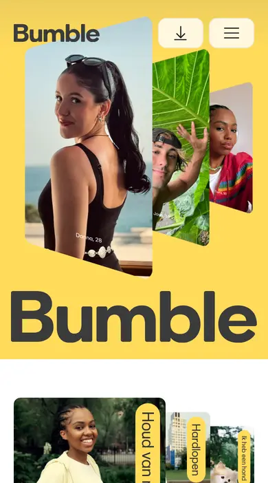 Bumble review op de smartphone: de mobiele site van Bumble