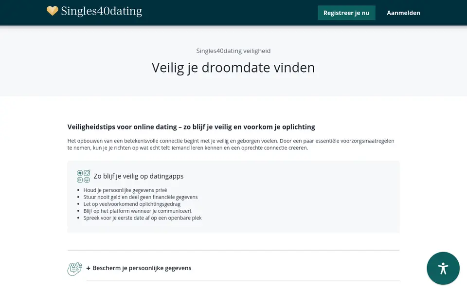 Singles40dating review: de veiligheidspagina met tips tegen oplichting