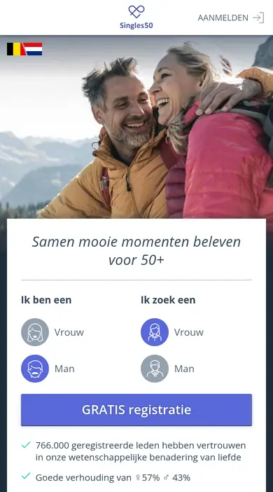 Singles50 review op de smartphone: de mobiele site van Singles50
