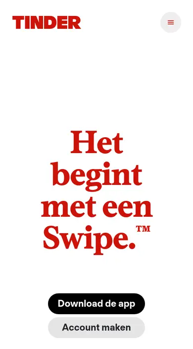 Tinder review op de smartphone: de mobiele homepage van Tinder